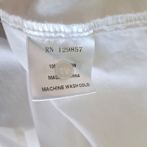 THE SHIRT Rochelle Beherens Molly Shirt White Puff Sleeve Button Down Medium - Picture 9 of 10